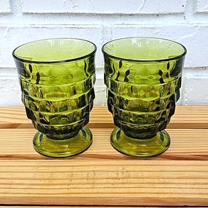 2 Indiana Whitehall Colony Vintage Glass Footed Tumblers
